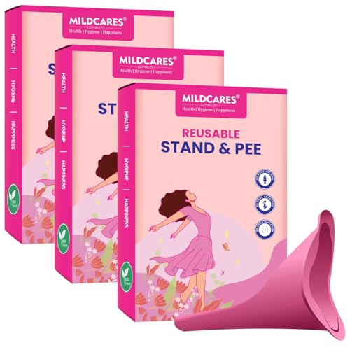 Mildcares Stand and Pee Urination Device For Women (Pack of 3) | Reusable Female Urinal Silicone Pee Funnel | For Pregnant Women | Zero Spillage | For Public Toilets, Outdoor, Travel, Camping & Hiking - Image 1