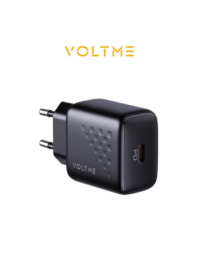 فولتمي شاحن جداري سريع VOLTME Revo 20 Lite بقوة 20 واط بمنفذ USB-C، يدعم تقنيات الشحن السريع PD 3.0 وPPS وQC 3.0، متوافق مع أجهزة iPhone وSamsung وiPad وGoogle Pixel وغيرها. - Image 1
