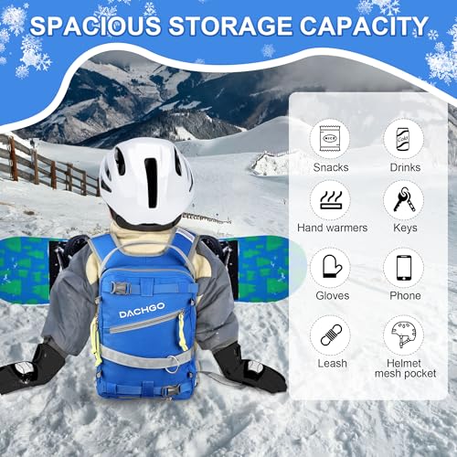 Dachgo Ski and Snowboard Harness with Training Leash for Kids - Teach Your Child The Fundamentals of Skiing or Snowboarding (Blue, Backpack with Traning Leash & Seat Harness) - Image 2