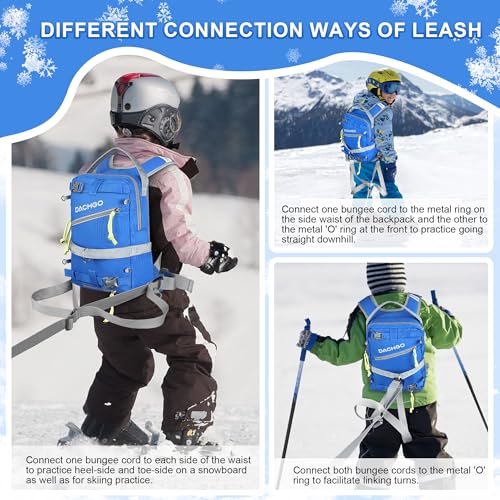 Dachgo Ski and Snowboard Harness with Training Leash for Kids - Teach Your Child The Fundamentals of Skiing or Snowboarding (Blue, Backpack with Traning Leash & Seat Harness) - Image 5