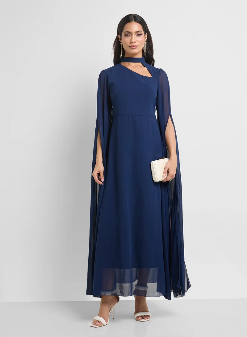 Khizana Dress With Exaggerated Sleeves