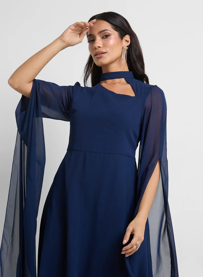 Khizana Dress With Exaggerated Sleeves