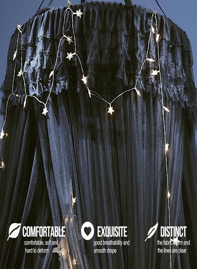 Kertnic Dreamy Bed Canopy for Girls/Adult, Bed Canopy Curtains Double Layer Sheer Mesh, Room Decor Canopies Netting Dome Round Lace Mosquito Net Tent for Twin Full Queen King Bed (Black) - Image 5