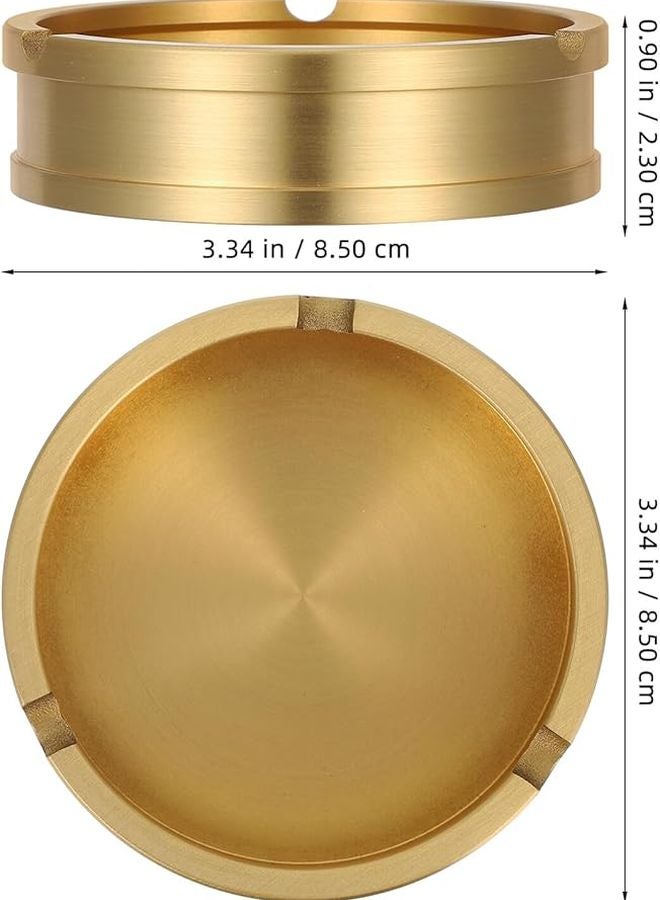 صينية رماد نحاسية عتيقة مستديرة مدمجة لحامل رماد المدخنين للداخل والخارج وقطعة مركزية للمكتب - Image 3