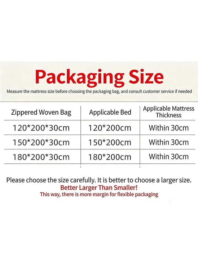JCB CHIC حقيبة نقل مراتب مقاومة للماء والغبار، حقيبة مراتب للنقل والتخزين، حقيبة تخزين مراتب قابلة لإعادة الاستخدام مصنوعة من قماش مشمع شديد التحمل، مثالية للانتقال من المنزل والتخزين والتخلص من المراتب (1.8 × 2 م) - Image 2