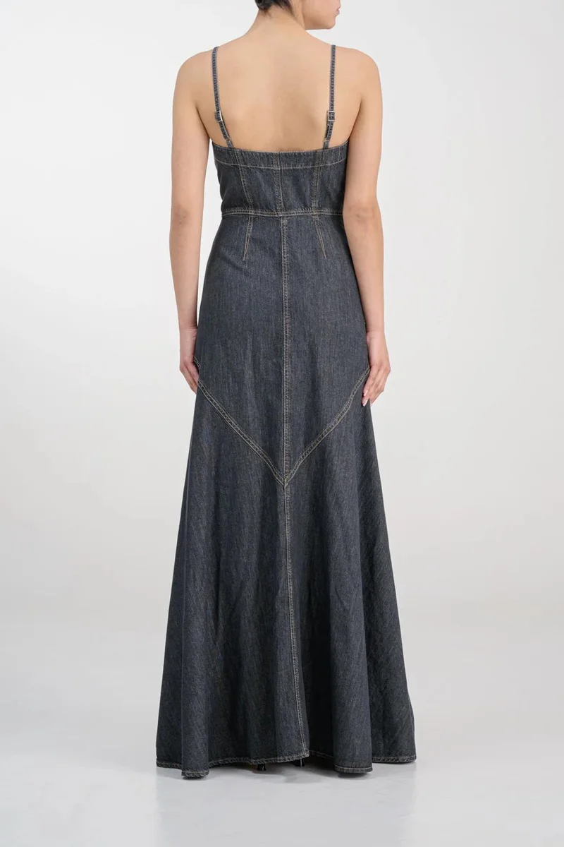 Ag Jeans Strap Maxi Medium-Wash Denim Dress