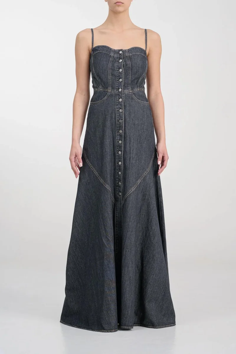 Ag Jeans Strap Maxi Medium-Wash Denim Dress