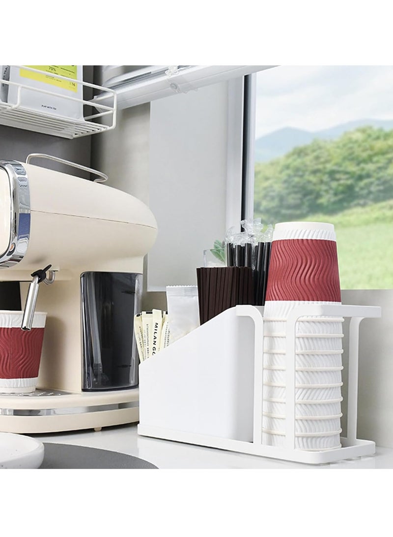 general Kitchen coffee storage box, tea supply rack, cup and bag dispenser, easy access compartment, multi-function space saving, office, home desktop, white - Image 4