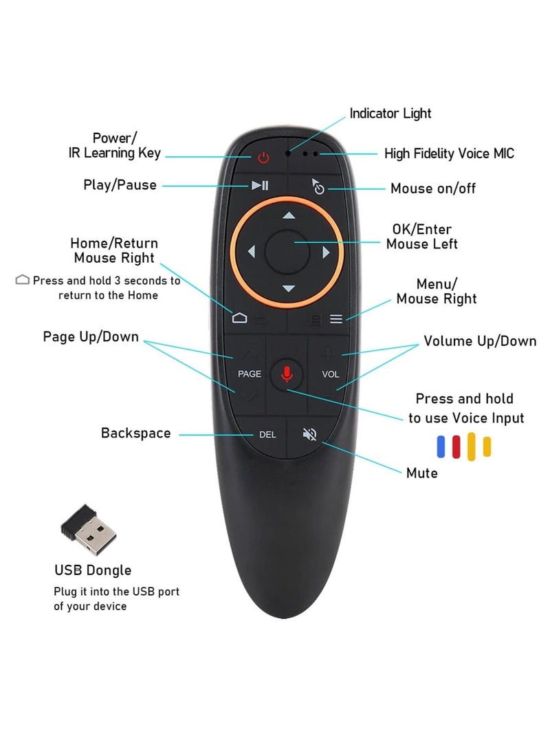 Voice Remote Air Mouse Remote, 2.4G RF Wireless Remote Control with 6 Axis Gyroscope and Infrared Learning, Air Fly Mouse with Voice Input for Android TV Box/PC/Smart TV/HTPC/Projector - Image 3