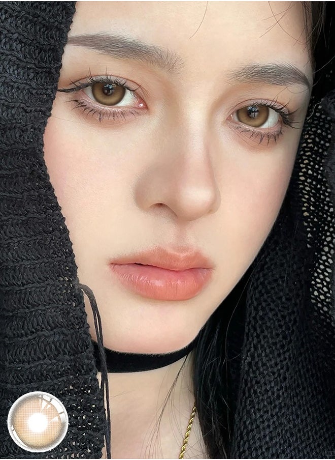 UYAAI Natural Brown Lenses Yearly Colored Contact Lenses, Unisex Cosmetic Contact Lenses, Natural Fashion Lenses, With Case  - Image 1