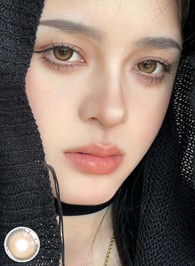 يواي عدسات بنية طبيعية عدسات لاصقة ملونة سنوية، عدسات لاصقة تجميلية للجنسين، عدسات طبيعية عصرية، 42٪ ماء - Image 3