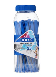 DOMS DOMS Trio-Matic 0.6 mm Tip DF Ball Pens Jar 25-Pieces Ink. Blue  - Image 1