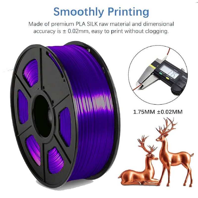 Protomont TECHNOLOGIES FiLAMONT PLA Silk Filament 1.75mm, 3D Printer Filament, Shiny Silk 1.75 PLA Filament, 1kg(2.2Lbs)/Spool (Silk Purple) - Image 4