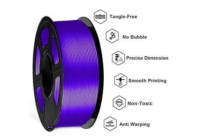Protomont TECHNOLOGIES FiLAMONT PLA Silk Filament 1.75mm, 3D Printer Filament, Shiny Silk 1.75 PLA Filament, 1kg(2.2Lbs)/Spool (Silk Purple) - Image 2