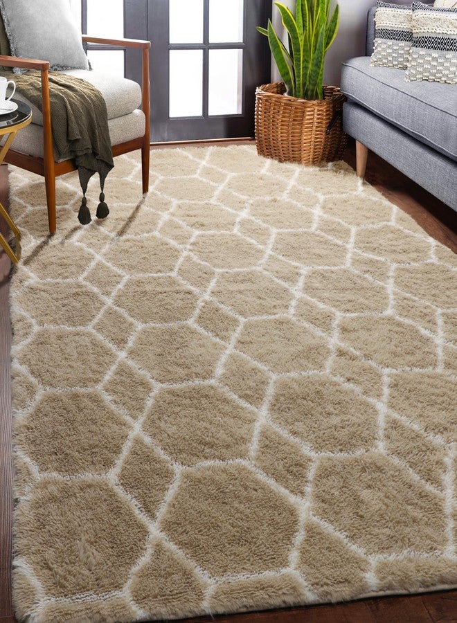 ONASAR Boho Rug for Bedroom 5x7 Shag Beige Rugs for Living Room Nursery Home Girls Boys Room Decor Soft Thick Indoor Rug Cozy Neutral - Image 3