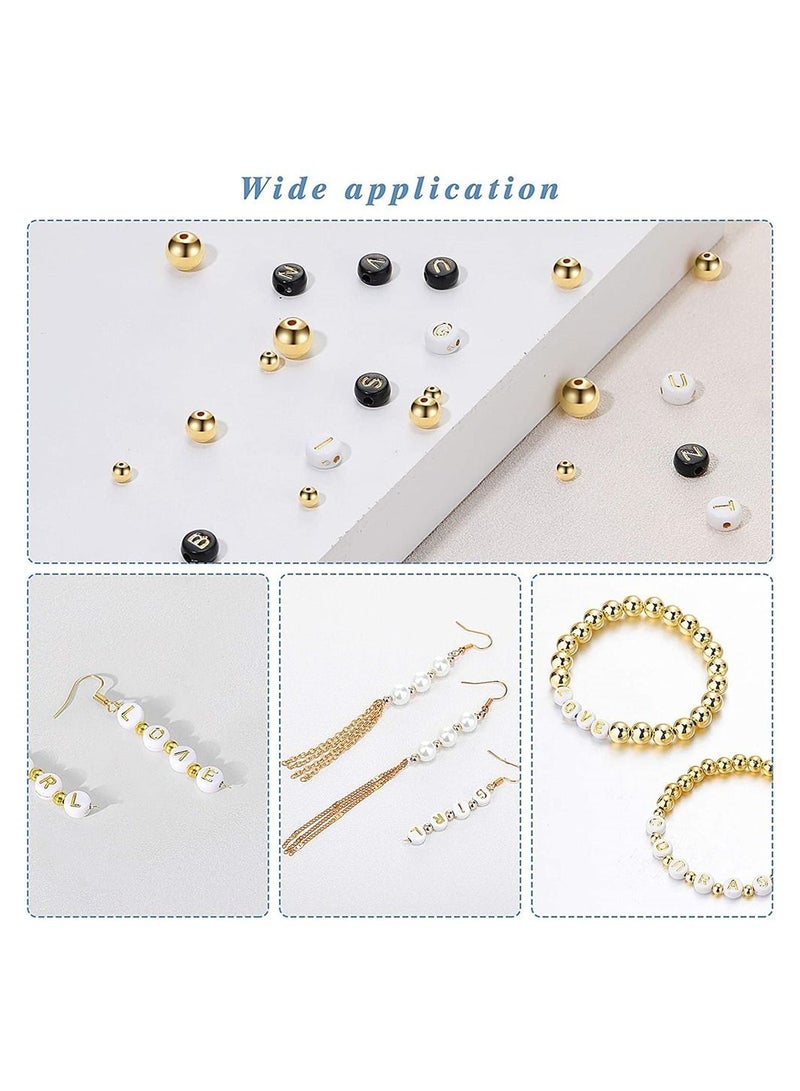 Y&D DIY Beads Set, Beaded 1600 Pieces Round Spacer Bead Small Smooth Letter Loose Alphabet Flat Disc Coin Pony for Craft Making Jewelry Findings Bracelet, Gold - Image 3