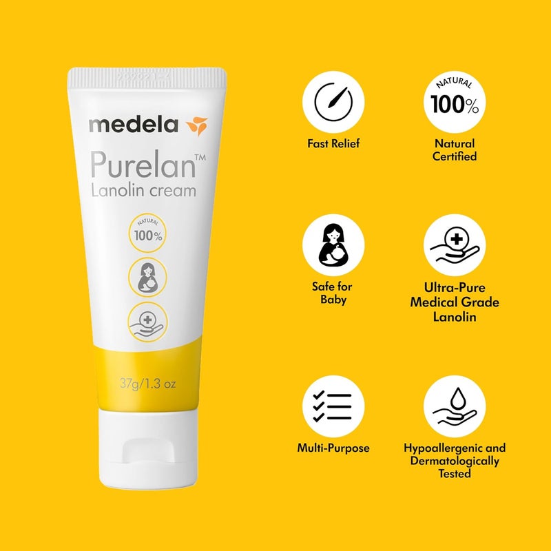 Medela Purelan Lanolin Nipple Cream Fast Relief for Sore Nipples  Dry Skin During Breastfeeding Safe for Breastfeeding Baby Natural Hypoallergenic FragranceFree 37g - Image 3