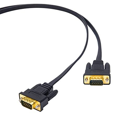 DTech 25ft Ultra Thin Flat Type Computer Monitor VGA Cable Standard 15 Pin Male to Male Connector SVGA Wire 25 Feet - Black - Image 4