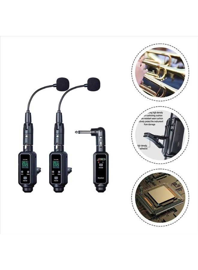 نظام ميكروفون لاسلكي احترافي ZFSZ UHF بمشبك عنق الإوزة للآلات الموسيقية، للساكسفون، الترومبيت، الأبواق، والكلارينيت - Image 3