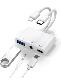NK-109PRO Type-C-Lightning To USB-A 3.5mm Headphone and Type-C Camera Reader Converter Adapter
