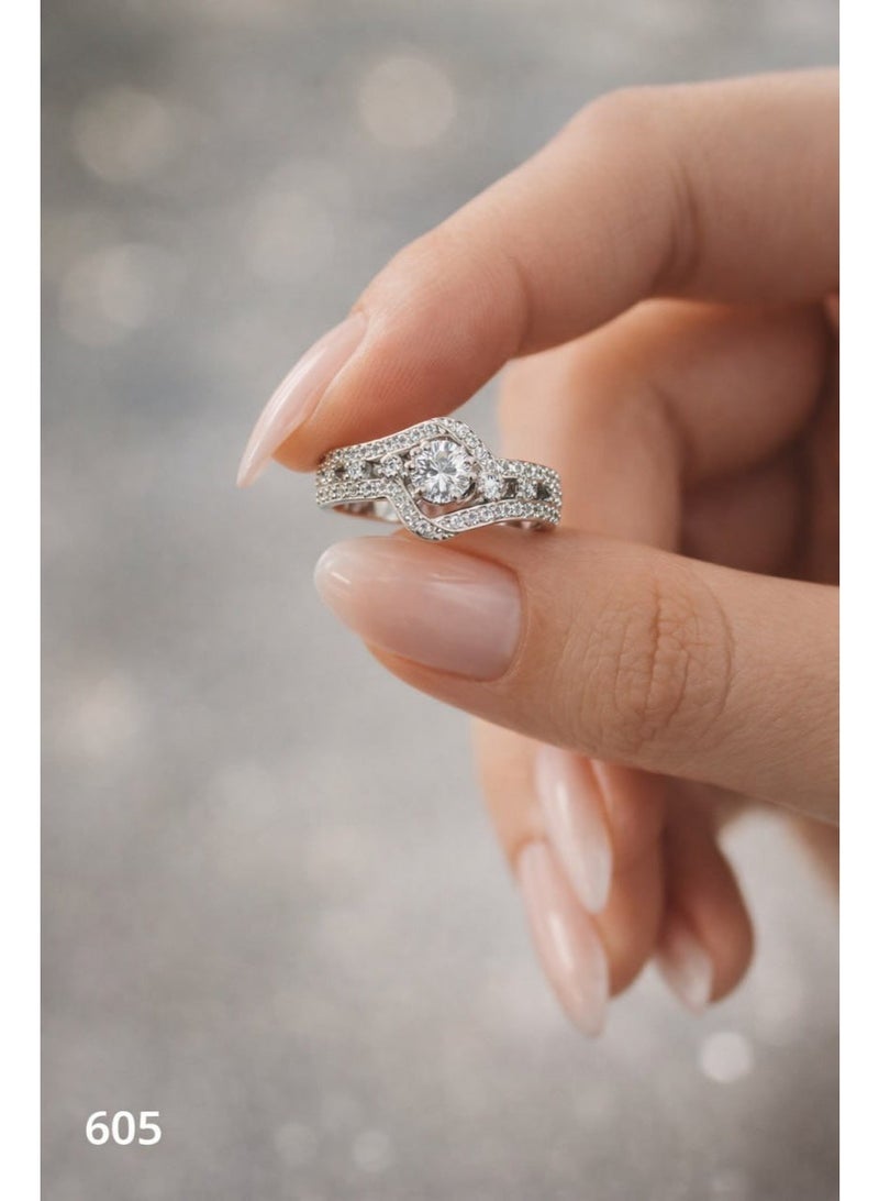3Diamonds Silver-Tone Cubic Zirconia Halo Twist Ring for Women - Image 2