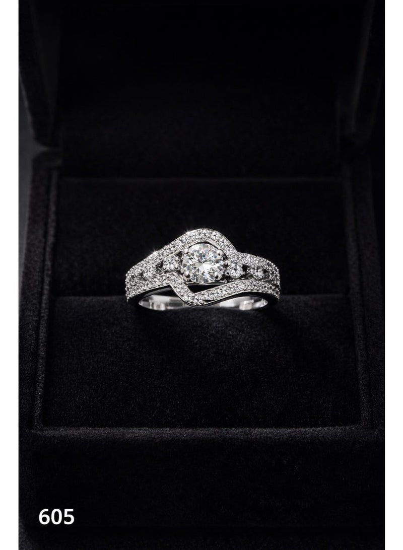 3Diamonds Silver-Tone Cubic Zirconia Halo Twist Ring for Women - Image 3