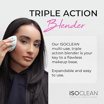 ISOCLEAN Cosmetic Makeup Sponge DUO Beauty Sponge Set for Makeup Application of Liquid Foundation Concealer Blush Cream Powder Small and Large Teardrop Shape Blender for Contouring Aqua - Image 4