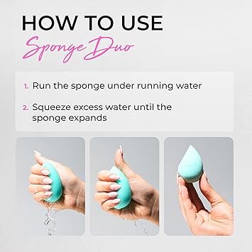 ISOCLEAN Cosmetic Makeup Sponge DUO Beauty Sponge Set for Makeup Application of Liquid Foundation Concealer Blush Cream Powder Small and Large Teardrop Shape Blender for Contouring Aqua - Image 5