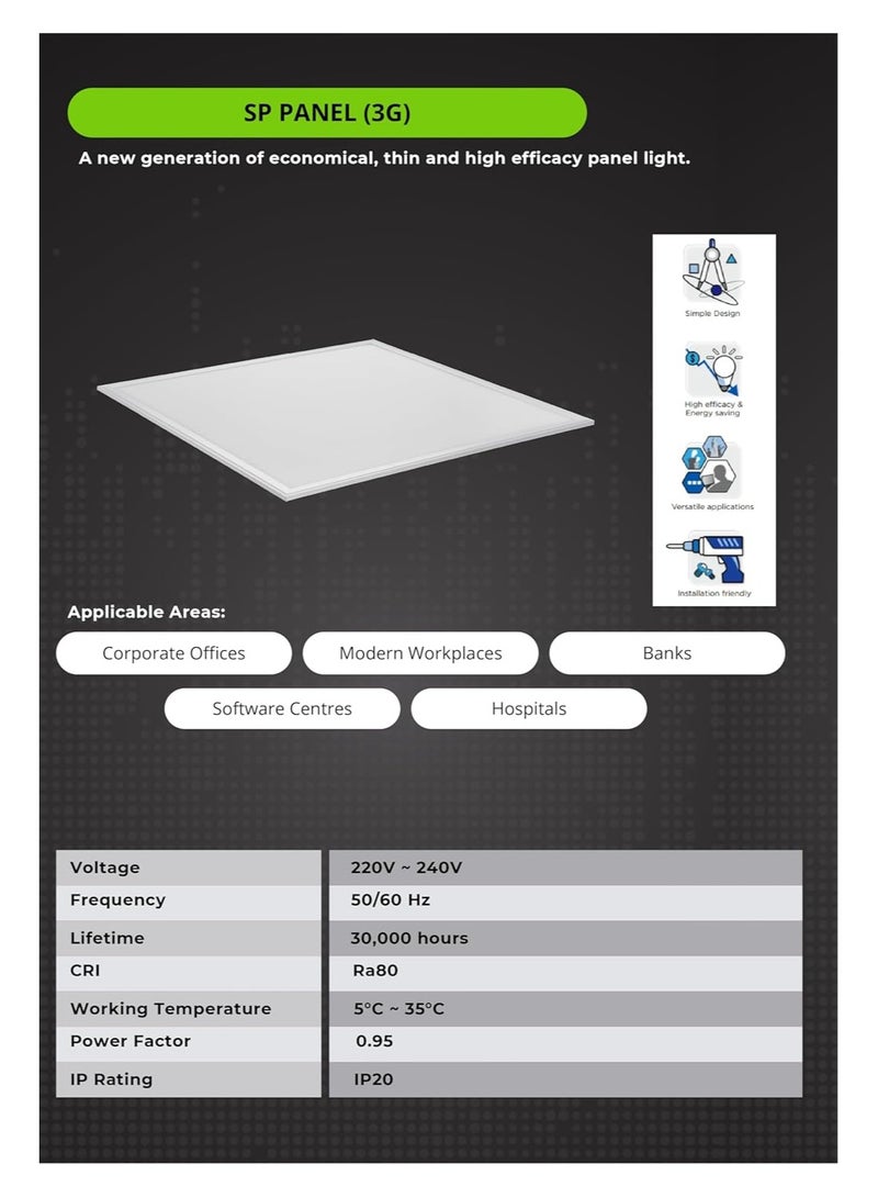 Panasonic LED Panel Light 60x60 40W 4000K Neutral White - Image 3