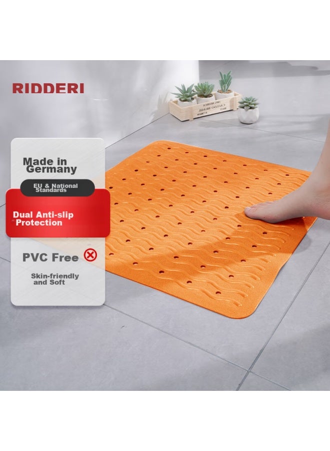 Ridder German Imported Tpe Bathroom Non-slip Mat, Bathroom Anti-slip Floor Mat, Orange, 54*54cm - Image 1
