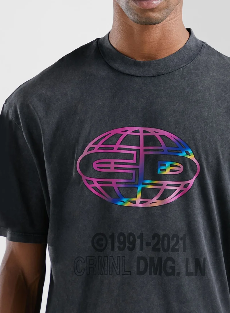 CRIMINAL DAMAGE Irridescent Foil T-Shirt