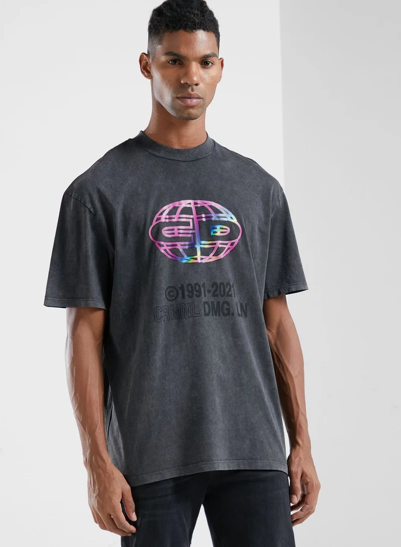 CRIMINAL DAMAGE Irridescent Foil T-Shirt