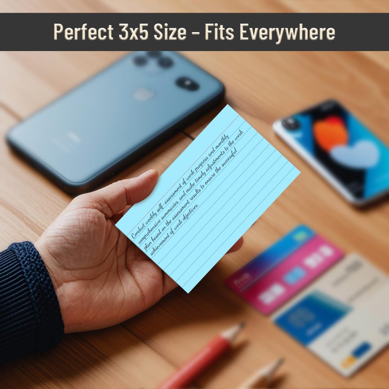 Nichela 600 Count Colored Index Cards 3 x 5 Inch Ruled Index Cards, Flash Cards College Ruled for School, College, Office and Home Organization, Durable Study To Do List Note Cards with Ruled Lines - Image 4