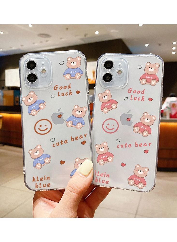 Loquat Cartoon Cute Bear Silicone Soft Shell Apple Phone Case - Image 2