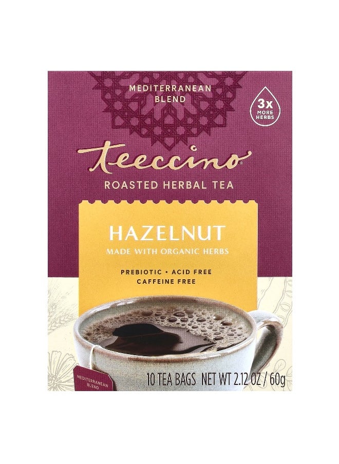 teeccino - Teeccino, Roasted Herbal Tea, Hazelnut, Caffeine Free, 10 Tea Bags, 2.12 oz (60 g) - Image 1