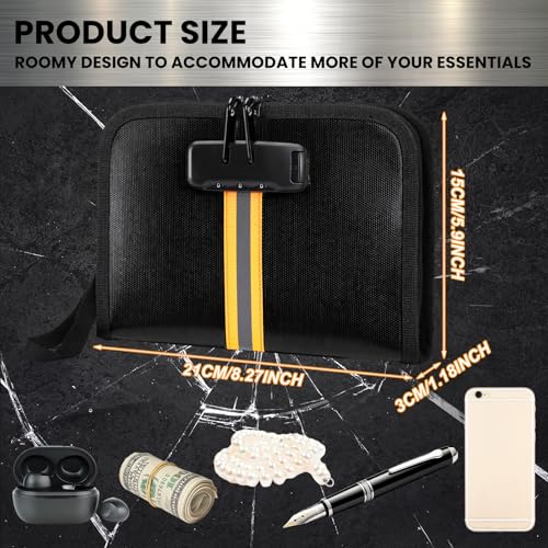 Saysurey 2 Pcs Fireproof Money Bag with Lock and Zipper, 8.2 x 5.7 x 1.1 Inch Waterproof Money Bag Waterproof Cash Storage Pouch Suitable for Cash, Mobile Phones, Keys, Credit Cards, Passports - Image 3
