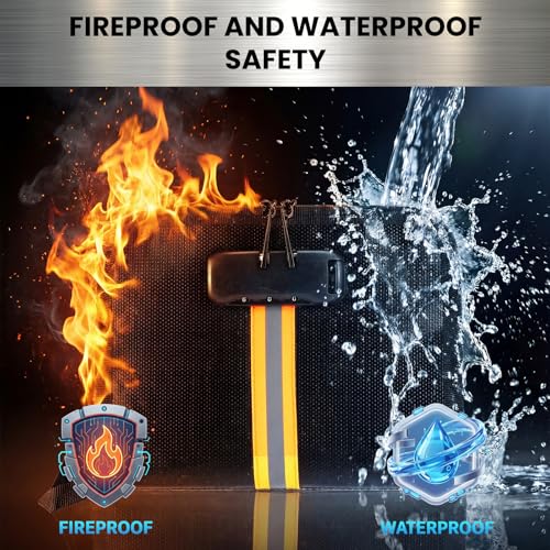 Saysurey 2 Pcs Fireproof Money Bag with Lock and Zipper, 8.2 x 5.7 x 1.1 Inch Waterproof Money Bag Waterproof Cash Storage Pouch Suitable for Cash, Mobile Phones, Keys, Credit Cards, Passports - Image 2