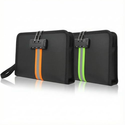 Saysurey 2 Pcs Fireproof Money Bag with Lock and Zipper, 8.2 x 5.7 x 1.1 Inch Waterproof Money Bag Waterproof Cash Storage Pouch Suitable for Cash, Mobile Phones, Keys, Credit Cards, Passports - Image 1