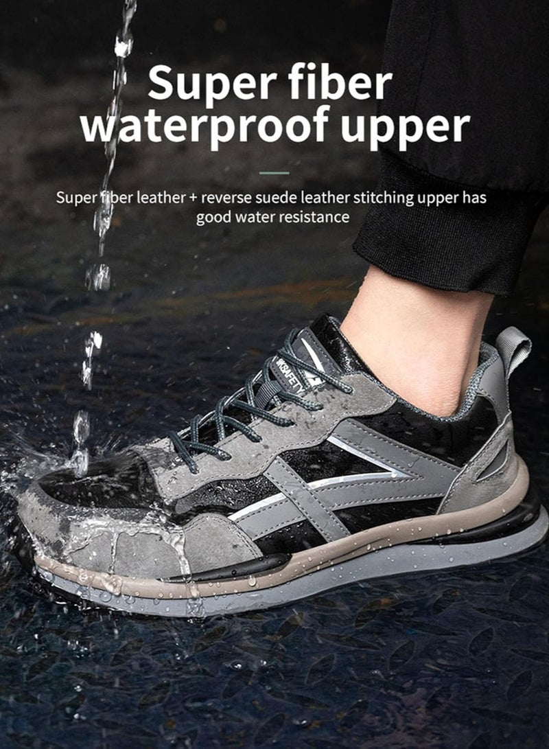 Men Steel Toe Sneakers Safety Shoes Low top Work Shoe with Air Cushion Breathable Puncture Proof (44 EUR)