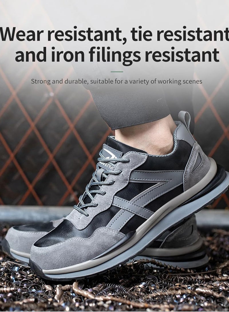 Men Steel Toe Sneakers Safety Shoes Low top Work Shoe with Air Cushion Breathable Puncture Proof (44 EUR)