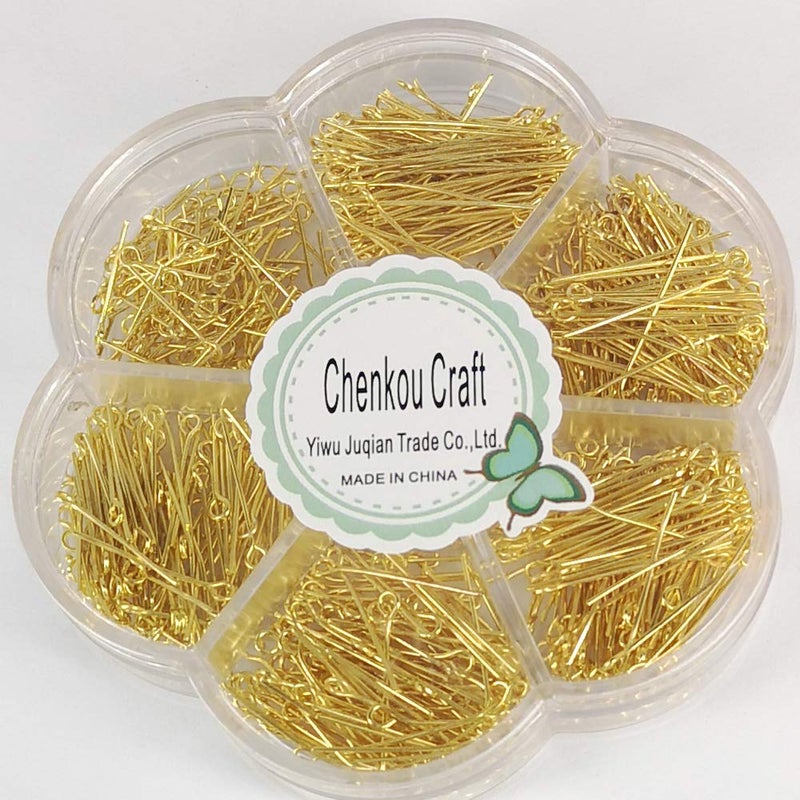 شينكو كرافت 700 قطعة متنوعة من 7 أحجام من دبابيس العين الذهبية لصنع المجوهرات (ذهبي، مزيج) - Image 4
