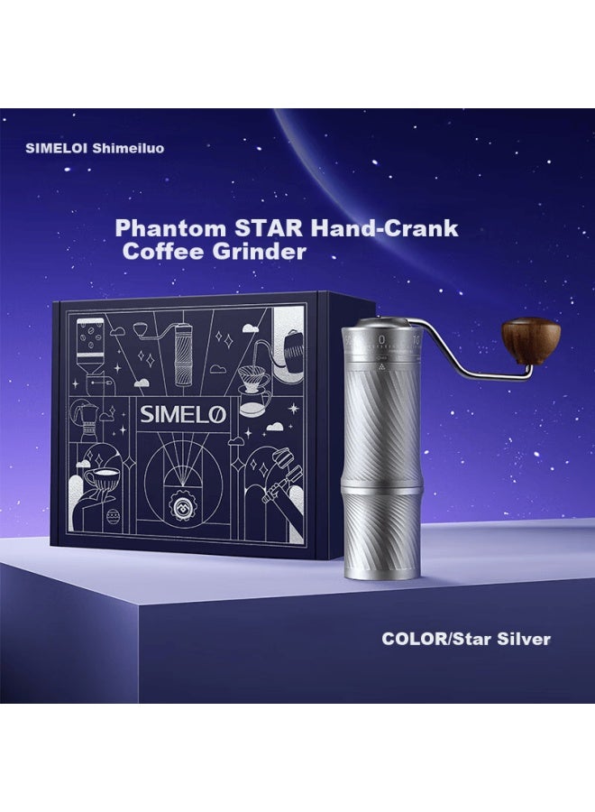 Simelo Portable Manual Coffee Grinder With External Adjustment, Outdoor Hand-crank Coffee Mill, Star Silver - Image 4