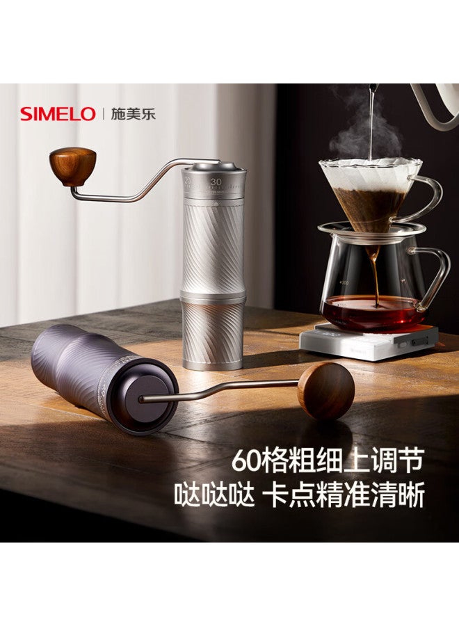 Simelo Portable Manual Coffee Grinder With External Adjustment, Outdoor Hand-crank Coffee Mill, Star Silver - Image 2