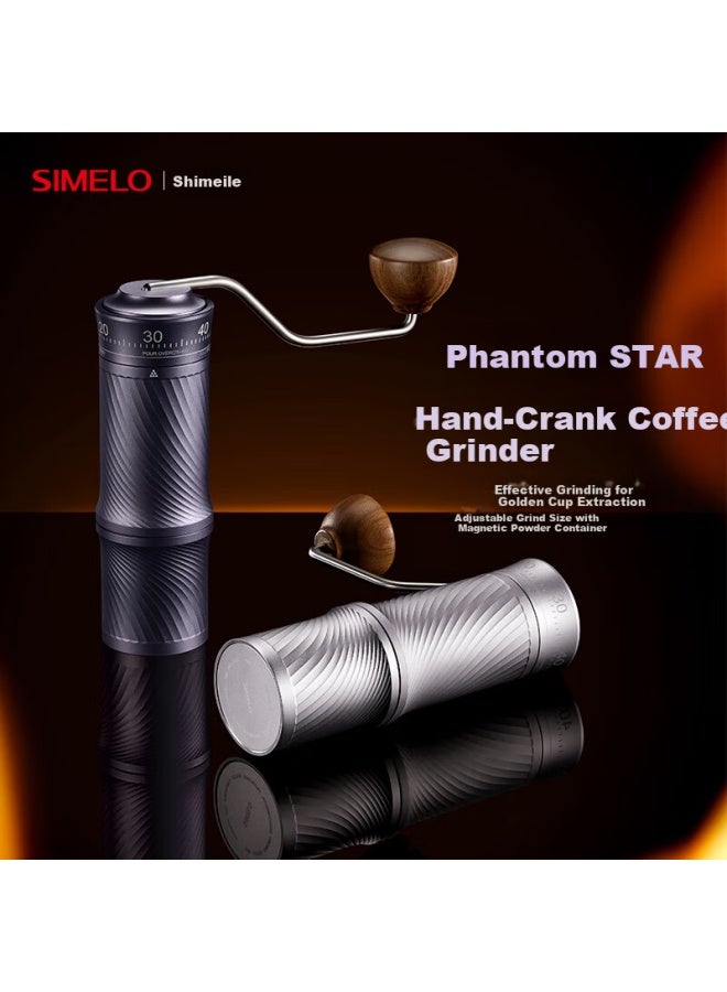 Simelo Portable Manual Coffee Grinder With External Adjustment, Outdoor Hand-crank Coffee Mill, Star Silver - Image 3