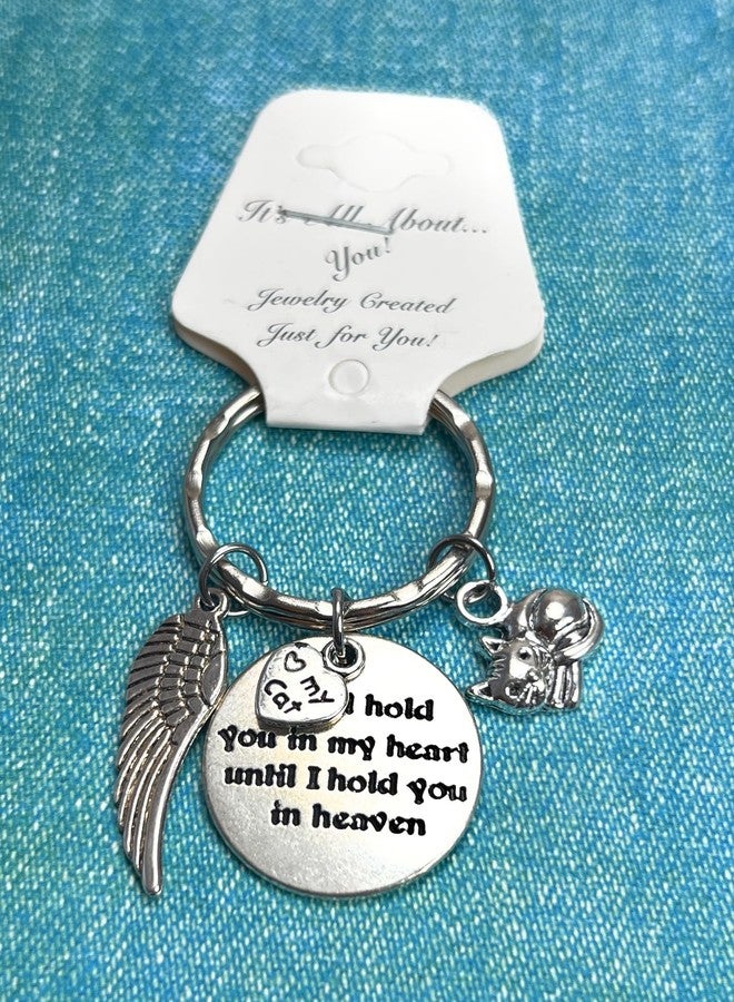 It's All About...You! I Will Hold You in My Heart Until I Hold You in Heaven Angel Wing Bereavement Memorial Sympathy Loss of Loved One Pet Feline Kitten Tom Fur Baby Companion Tabby Kitty I Love My Cat Keychain 114Q - Image 2