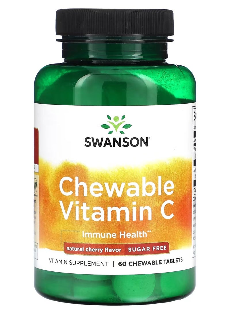 Swanson, Chewable Vitamin C, Sugar Free, Natural Cherry, 60 Chewable Tablets
