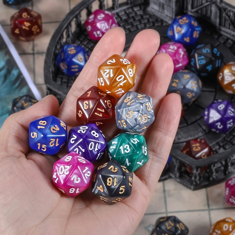 CiaraQ DND Polyhedral Dice (100pcs) with A Dice Bag Compatible with Dungeons and Dragons DND RPG MTG Role Playing Table Games (D20 dice, 10 colors-100 pcs) - Image 3