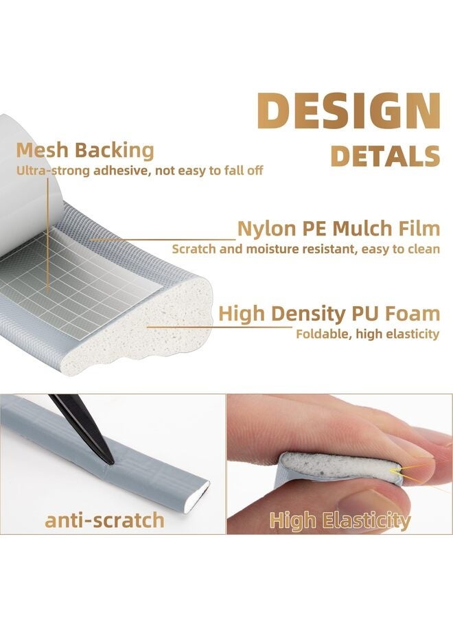 118” Wedge Shape Foam Window Weather Stripping for Exterior Front Door Noise Cancelling Window Inserts Door Gap Filler Light Blocker Gray - Image 2