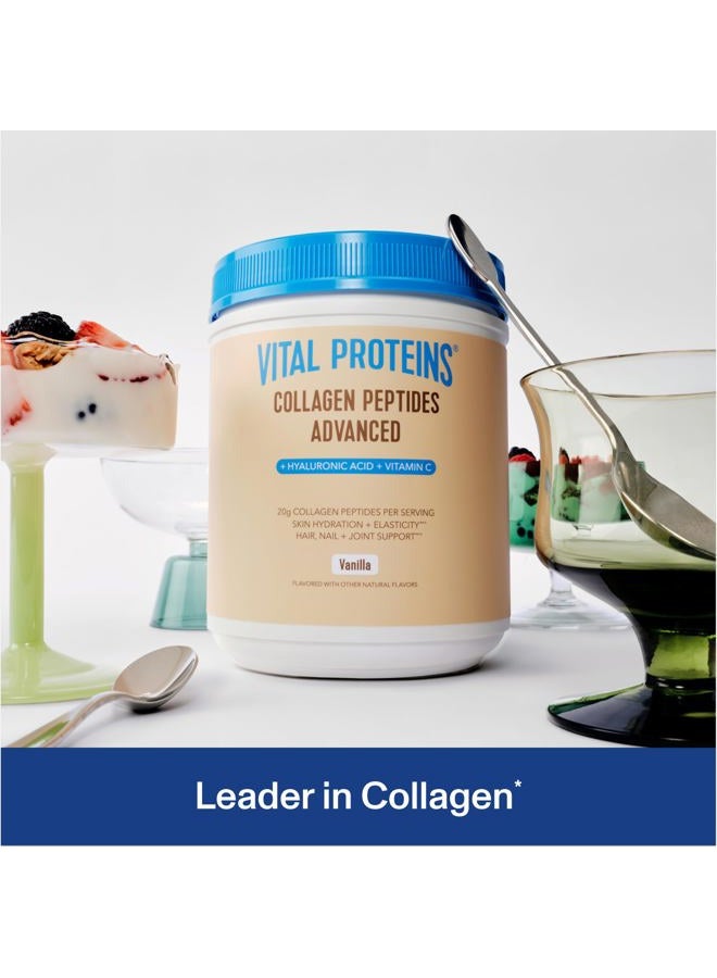 Vital Proteins ببتيدات الكولاجين المتقدمة، ببتيدات مهدرجة مع حمض الهيالورونيك وفيتامين C - مسحوق بنكهة الفانيليا، 21 أونصة - Image 2