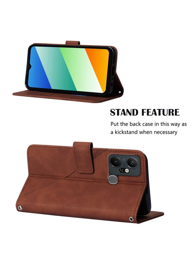 Zaboon Case For Infinix Smart 6 Plus X6823 Crossbody 3D Embossed Flip Leather Phone Case - Image 4